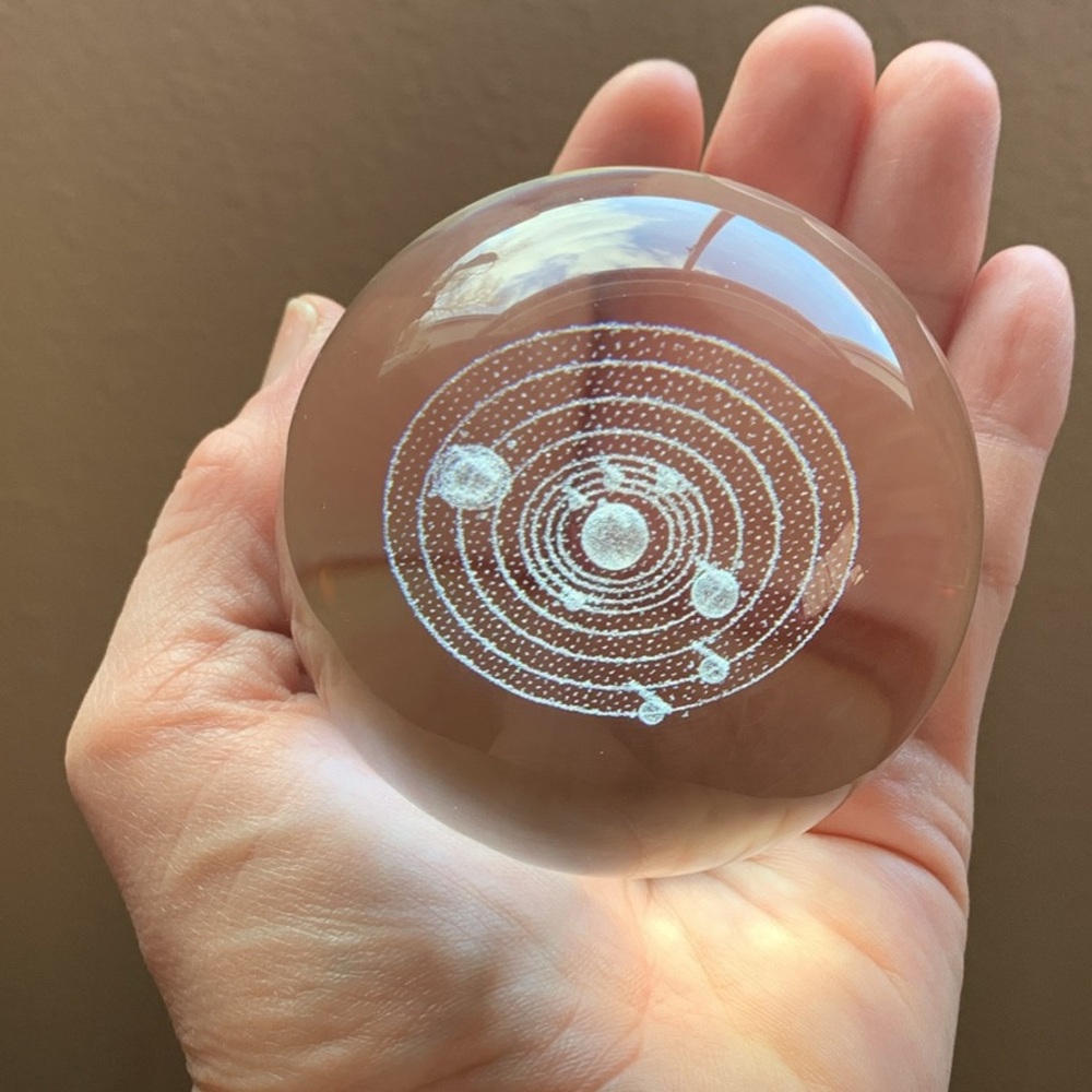 Crystal ball with planets inside